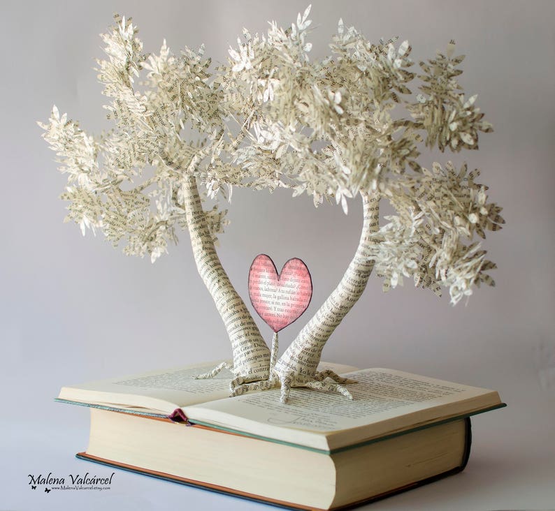 The Tree of Love Book Art Book Sculpture Altered Book Handmade Art Paper Art Paper Tree image 4