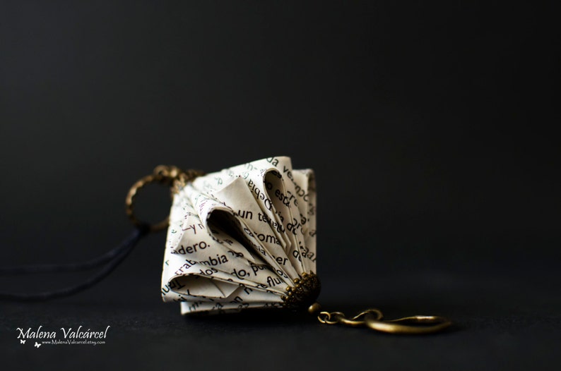 Book Paper Necklace Paper Jewelry Paper Art Origami miniature sculpture image 3