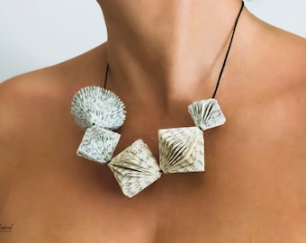 Book Art Necklace - Tiny Book Sculptures around your neck - Paper Jewelry