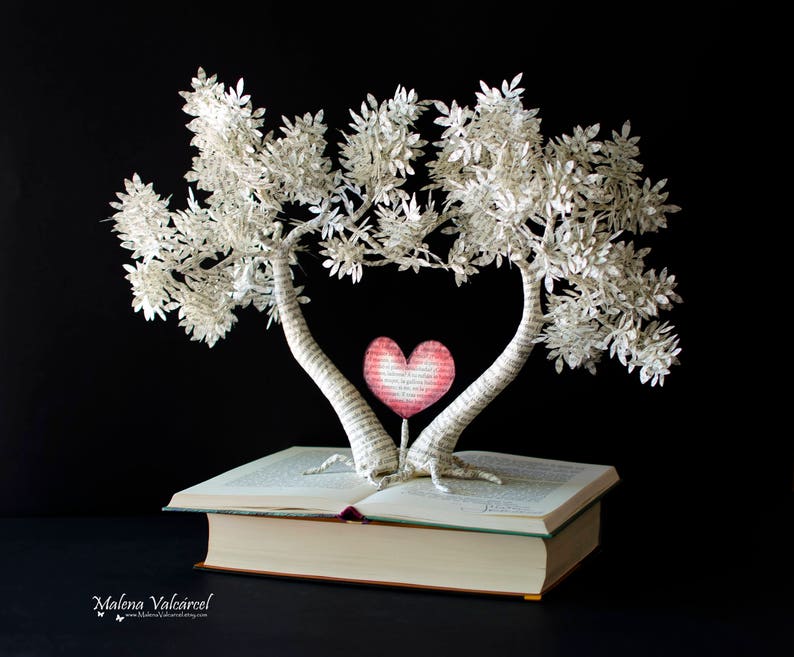 The Tree of Love Book Art Book Sculpture Altered Book Handmade Art Paper Art Paper Tree image 5