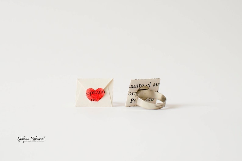 Personalised Message Envelope Ring Paper Ring Miniature Envelope Ring with Personalised Message image 6