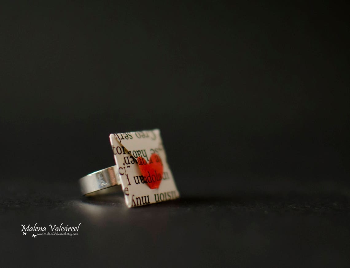 Personalised Message Envelope Ring Paper Ring Miniature Etsy