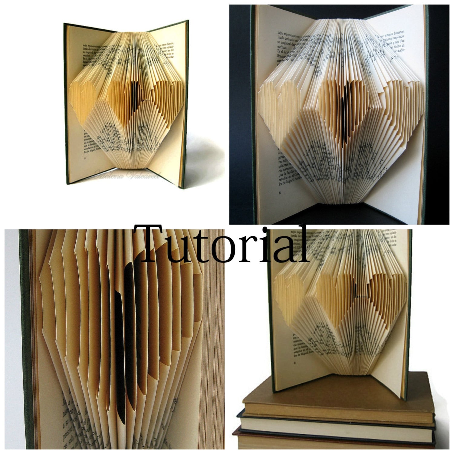 DIY Tutorial for Folded Book Art - Folded Heart - Instant Download In Folded Book Art Templates