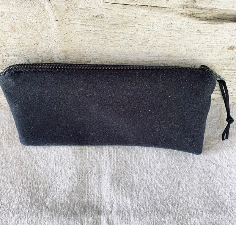 Black Pendelton Wool zipper pouch pencil case Gift for him