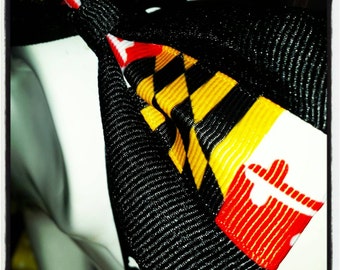 Maryland Pride: Black Base with Maryland Flag Center Stripe Hair Bow