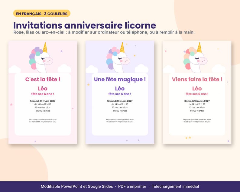 Printable and Editable Unicorn Birthday Invitation, Girl's Invitation ...