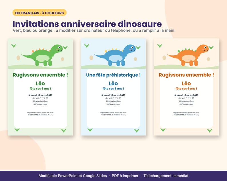 Printable and Editable Dinosaur Birthday Invitation, Boy's Invitation ...