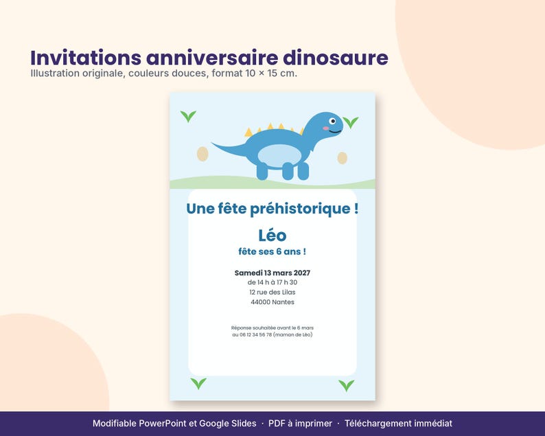 Printable and Editable Dinosaur Birthday Invitation, Boy's Invitation ...