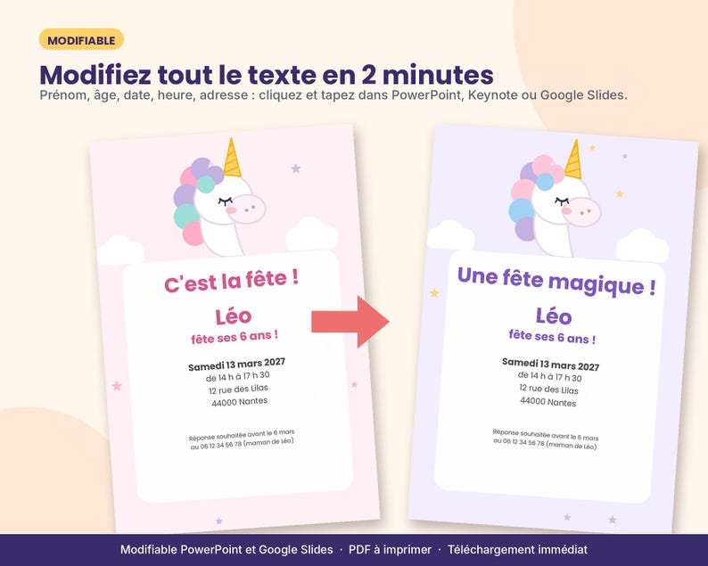 Printable and Editable Unicorn Birthday Invitation, Girl's Invitation ...