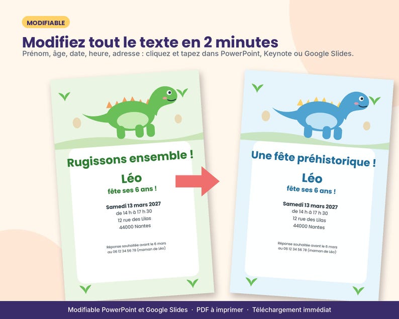 Printable and Editable Dinosaur Birthday Invitation, Boy's Invitation ...