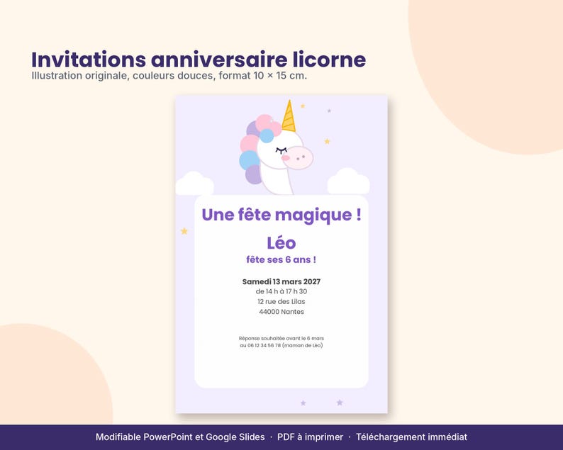 Printable and Editable Unicorn Birthday Invitation, Girl's Invitation ...
