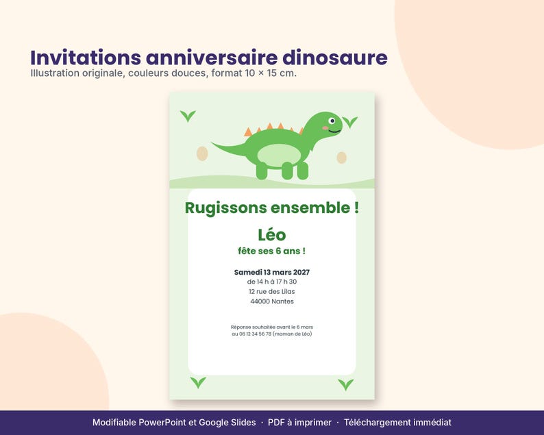 Printable and Editable Dinosaur Birthday Invitation, Boy's Invitation ...