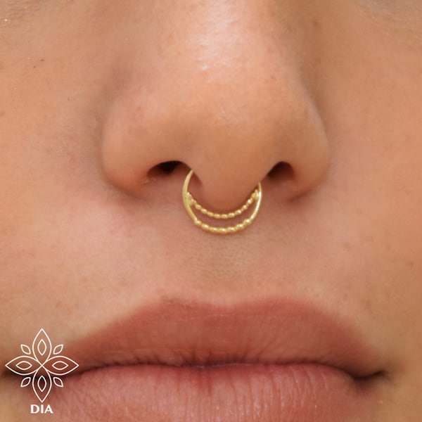 Septum ring, Solid gold septum, Daith earring, Nose piercing,Gold Tragus Earring,Helix Piercing, Tragus Hoop, Helix Ring, Cartilage Piercing