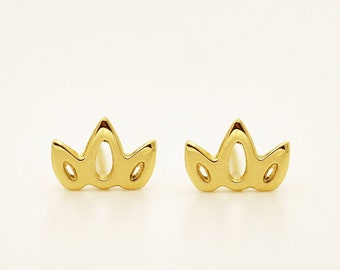 Crown Gold Earrings 14k Solid gold earrings yellow or Rose studs earrings