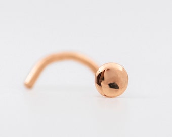Nose Stud, 14k Rose Gold Nose Stud, Tiny Circle Nose Stud, Screw Nose Stud Earring, Tiny Dot Nose Stud, Nose Cork, Gold Nose Pin