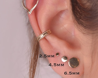 Dainty Tiny & Minimalist Circle Dot Stud Earring, 14k solid gold stud, Flat stud earring, Gift for her