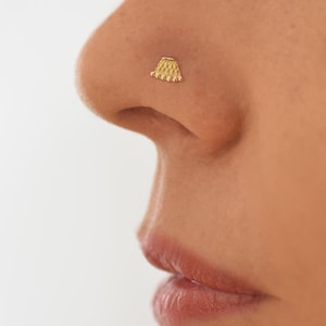 Gold Nose Stud, 14k Yellow Gold Nostril Pin, Nose Stud, Indian Nose Stud, Nostril Screw, Body Jewelry, Artisan Gold Piercing Jewelry, Gift