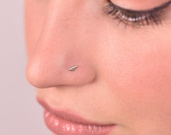 Unique Nose Stud, 14k Gold Nose Stud, Barely There Nose Screw, Tiny Nose Stud Piercing, Gold Nose Ring, Tragus Earring, Cartilage Stud