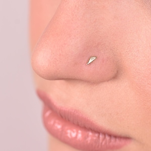14K Gold Nose Stud, Small Nose Stud, Geometric Nose Screw, Tiny Nose Stud, Indian Piercing, Indian Nose Ring, Tragus Earring, Cartilage Stud