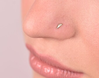 14K Gold Nose Stud, Small Nose Stud, Geometric Nose Screw, Tiny Nose Stud, Indian Piercing, Indian Nose Ring, Tragus Earring, Cartilage Stud