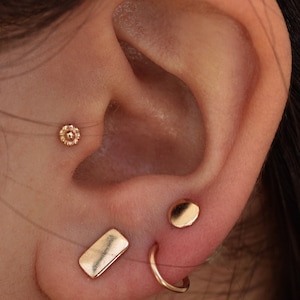 Gold Tragus Stud, Cartilage Stud, Real Gold Tragus, Flower Nose Stud, Gold Tragus Jewelry, Gold Tragus Piercing