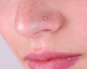 Tiny Nose Stud, 14k Gold Nose Stud, Small  Circle Nose Stud, Solid gold Screw Nose Ring, Dot Nose Ring Stud, Nose Screw 14k, Gold Nose Pin