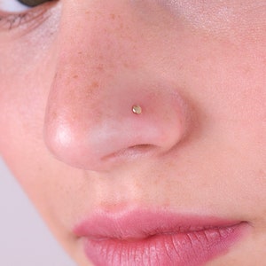 Tiny Nose Stud, 14k Gold Nose Stud, Small  Circle Nose Stud, Solid gold Screw Nose Ring, Dot Nose Ring Stud, Nose Screw 14k, Gold Nose Pin