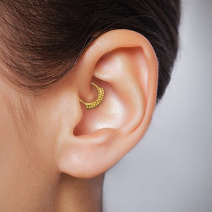 Daith Earring, Solid Gold Daith Earring, Daith Ring,Tribal Daith Earring, Daith Jewelry, Daith Piercing Jewelry, daith jewelry rose gold 14k