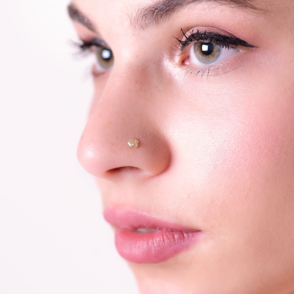 14k gold nose stud, solid gold nose ring, minimalist, 14k gold nose ring, 14k tiny gold nose stud, 14k gold nose Stud, Circle nose stud