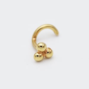 Three Balls Nose Stud, Tiny Nose Stud Gold, 14k Gold Small Nose Pin, Indian Nose Screw, Nose Stud, Body Piercing Solid Gold 14k