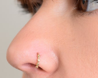 Gold Nose Ring, Indian Nose Ring, Nose Hoop, 18 Gauge Nose Ring, Gold Cartilage Hoop 20 gauge nose ring, Solid Gold Nose Ring, Snug Piercing