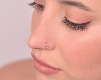 Nose Ring, Solid 14k Gold Hoop