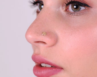 Tribal Nose Studs, 14k Gold Nose Stud, Nose Jewelry, Indian Piercing, 14 Karat Studs, Nose Pin, Gypsy Style Screw, Nose Pins