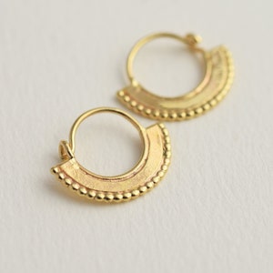 Gold Hoops, 14k Gold Hoop Earrings, Solid Gold Earrings, Moon Earrings, Crescent Hoop Earrings, Indian Hoop Earrings, Medium Hoops image 1
