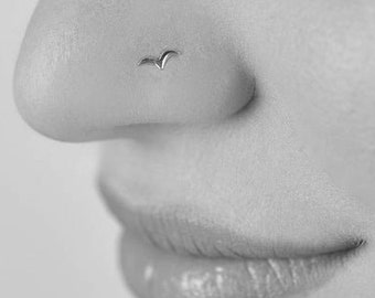 Kleiner Nasenstecker, Silber Sterling Nasenstecker, Vogel winziger Nasenstecker Piercing, Vogel Nasenschraube, 20g Nasenschraube, Teeny Nahtlose Nasenstecker
