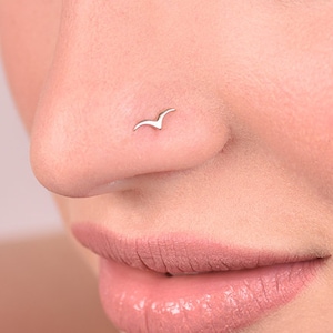 Nose stud, Solid Gold Flying Bird Nose Piercing, 14k SOLID Gold  Nose Earring, Nose Studs, Gold Nose Piercing, Nose Jewelry
