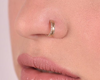 Indian Nose Ring, 14k GOLD Nose Hoop, Gypsy Nose Ring, Boho Nostril Ring, Hippie Nose Ring, Hindu Nose Hoop, Gold Nose Ring, Nose Ring