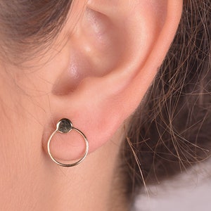 14k Gold earrings Post Earrings Gold stud disc earrings Rose Gold circle hoop earrings Minimalist Round Earrings Small Earrings