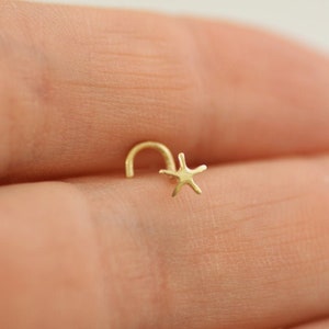 14k gold nose stud Solid gold nose ring 14k gold STAR hypoallergenic nose jewelry Tiny gold nose stud 20g nose stud gold Nose ring