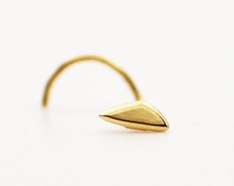 14k geometric nose stud Tiny nose stud, Solid Gold Stud, Helix earring, Nose Stud 16g 18g 20g 22g Cartilage earring Nose screw, Nose Jewelry