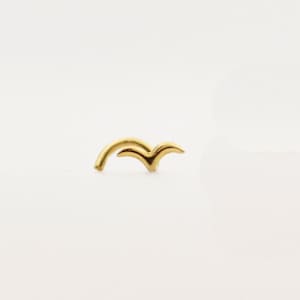 Tiny Bird 14k Gold Nose Stud 20g Ring Solid Gold Rose Yellow