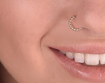 Gold Nose Ring, 16g/18g/ 20 gauge Nose Ring, 14 Karat GOLD Nose Hoop, Dainty Nose Ring, Solid Gold Nose Ring, Snug Nose Ring, Tiny Nose Ring