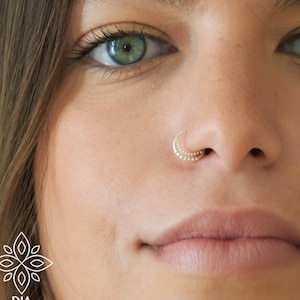 Cartilage Hoop, Silver Helix, Moon Nose Ring, Cartilage Earring, Septum, Double Nose Ring, One Hole Needed