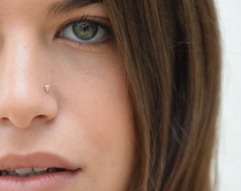 Tiny 14k Solid Gold Nose Stud: Triangle, 16g-22g