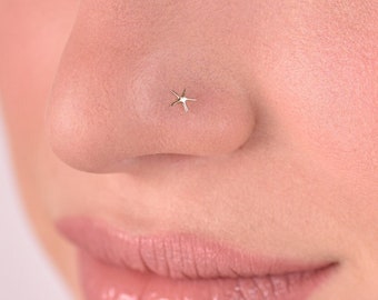 Star Nose Stud, 14k Gold Nose Stud, Tiny Solid Gold Small Nose Stud, Nose Ring, Gold Nose Stud, Nose Rings, Star Nose Stud, Tiny Nose Ring