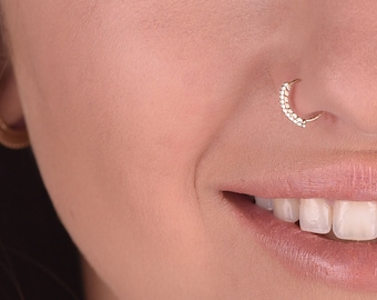 14k Gold Nose Hoop, Boho Nose Ring, Braided nose hoop rings Dainty Nose Ring, Septum Hoop 14k Gold Nose Ring, Nose Jewelry, Unique Nose Ring