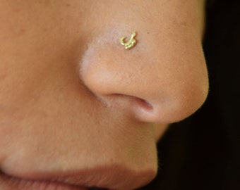 Indian Nose Stud, 14k gold Nose ring, Nose  jewelry, body jewelry, cartilage Stud, Nose Screw, Solid gold stud, Helix Earring, Gold Pin