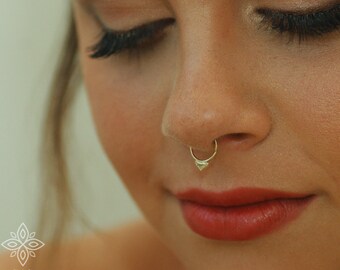 Septum ring, Solid gold septum, 14k gold nose ring, Piercing jewelry,Nostril,Tragus,Helix,Cartilage hoop,20g septum,18g septum,16g septum