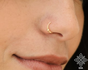 14k SOLID GOLD nose ring 22 gauge nose earring 20g Guage Round Tragus Helix Cartilage Conch Nose Lip Hoop Piercing lobe Earring For Women