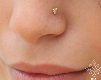 14K Solid Gold Triangle Nose Stud, Helix Earring